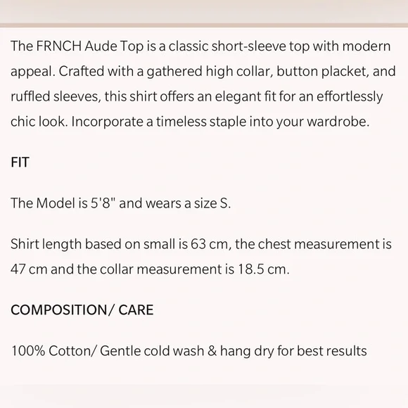 BNWT FRNCH Aude Top - Blanc - Picture 4 of 4